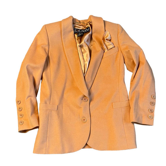 Vintage ESCADA Margaretha Ley Wool & Silk Camel Blazer Coat 36 Jacket